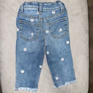 Flower print blue jeans